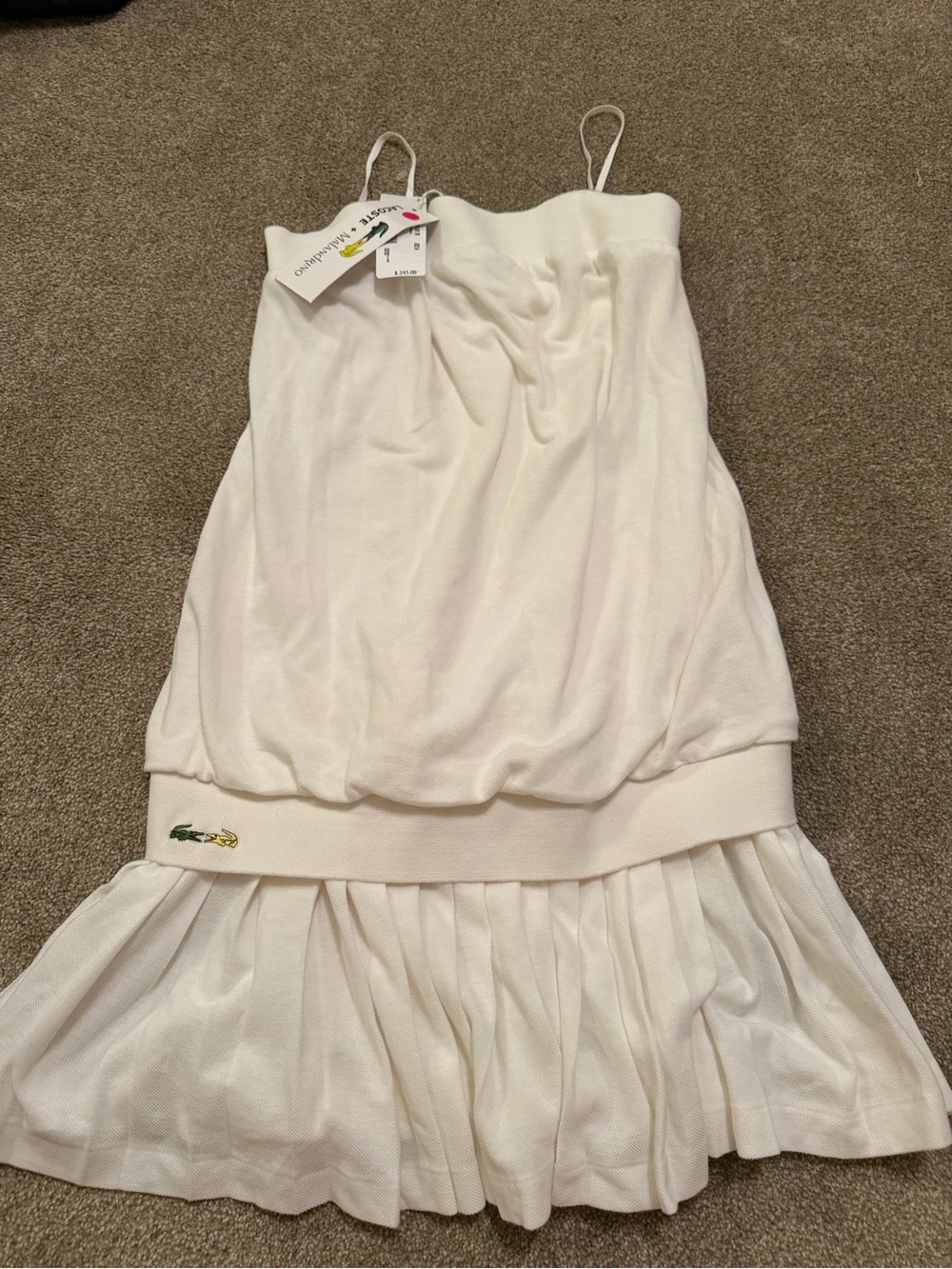 Lacoste White Tank Dress with Pleated Skirt